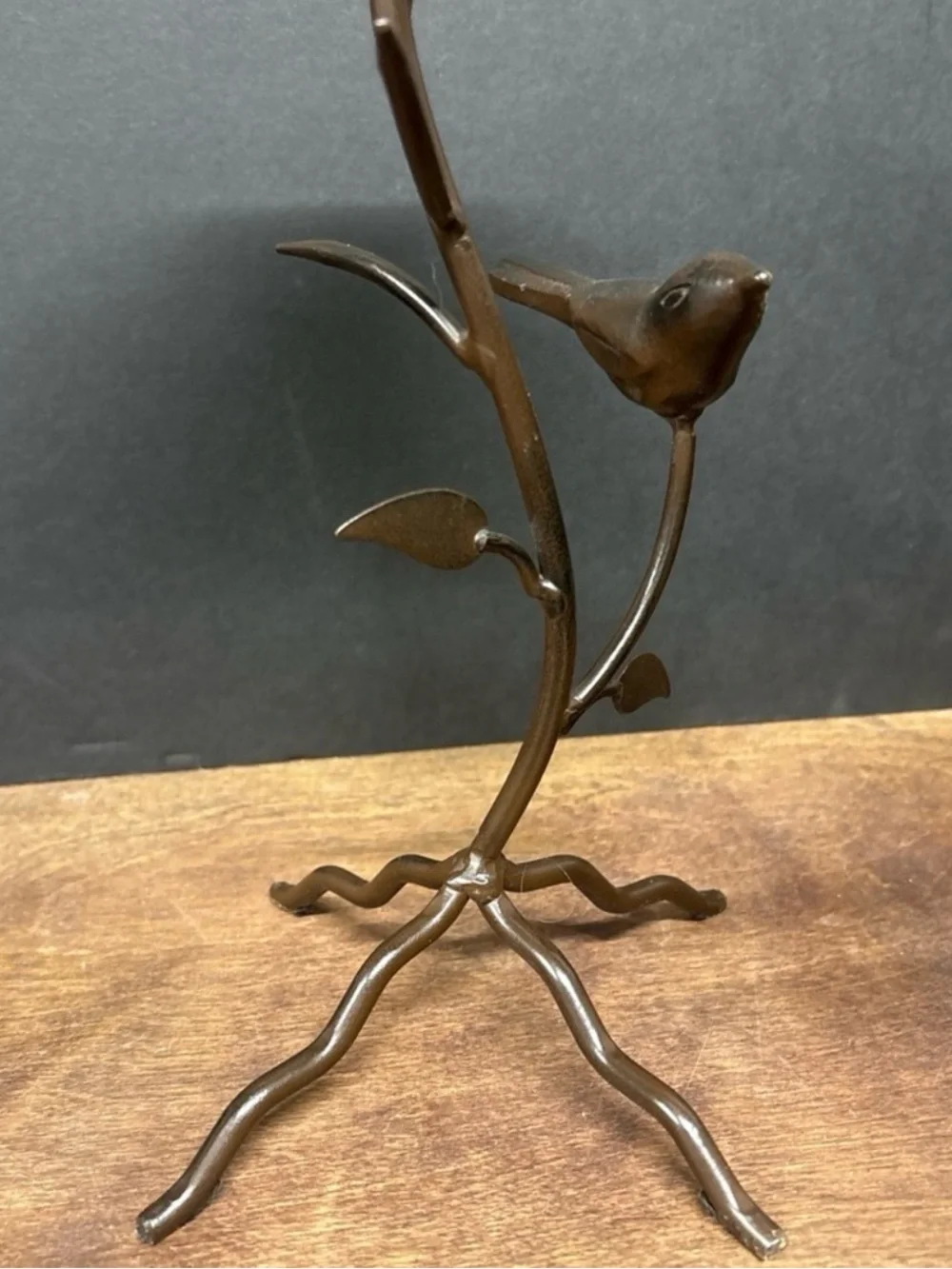 Pier One Brown Metal Bird And Branch Candle Holder